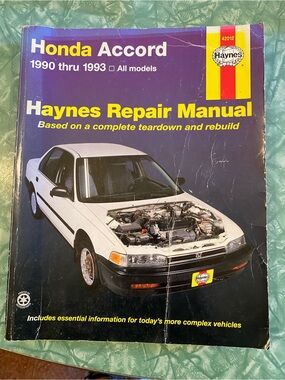 Haynes Repair Manual Honda Accord 1990-1993